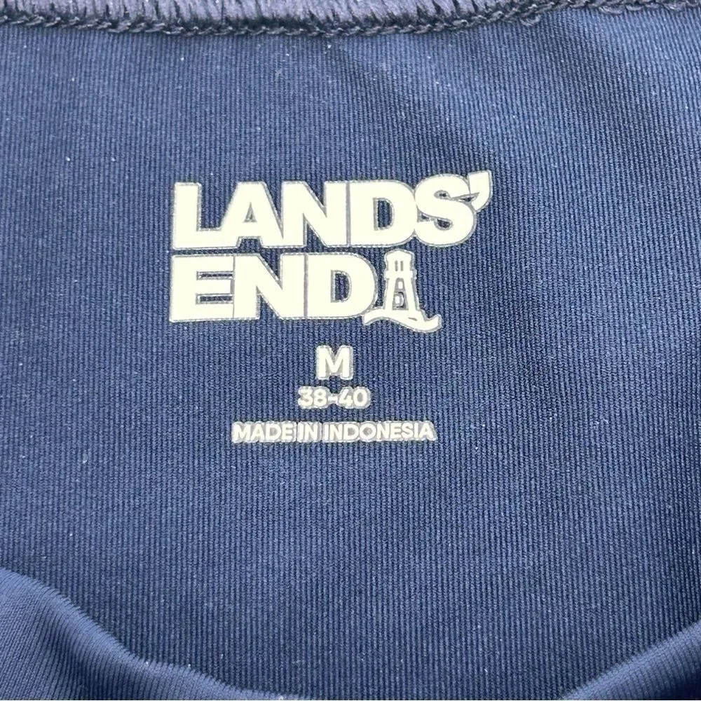 Lands End men’s size medium swim trunks and matching medium navy rashguard set